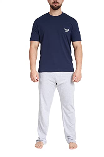 Sleepdown Herren Mens Pyjamas Set Chilled Out Pyjamaset, Navy Grey, L von Sleepdown