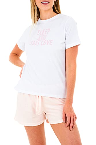 Sleepdown Herren Womens Ladies Pyjamas Pyjamaset, White Pink, L von Sleepdown