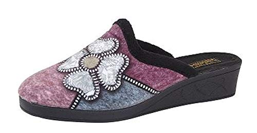 Sleepers Damen/Damen Kimberly Blume Rand Hausschuhe - Schwarz Lila Blau Silber, 4 UK von Sleepers