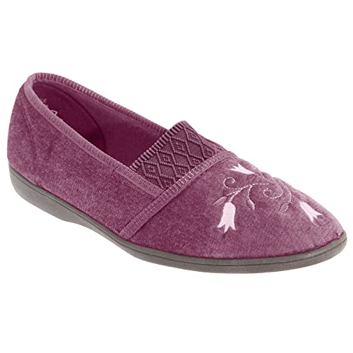 Sleepers Inez Damen Hausschuhe/Pantoffeln mit Blumen-Stickerei (39 EUR) (Heidekraut) von Sleepers