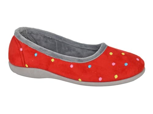 Sleepers Isla Damen Ballerina-Hausschuhe aus Memory-Schaum, gepunktet, Blau/Türkis, rot, 41 EU Sleepers Isla Damen Ballerina-Hausschuhe aus Memory-Schaum, gepunktet, Blau/Türkis, rot, 41 EU von Sleepers