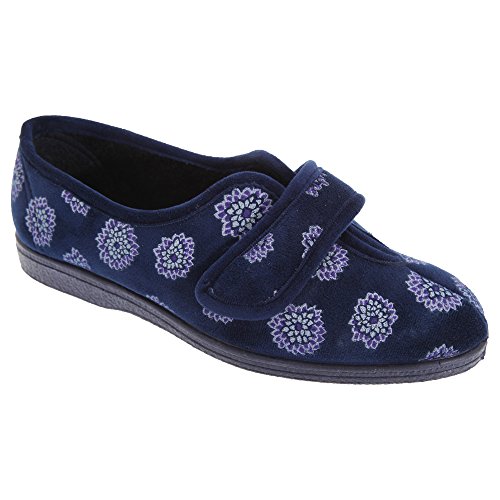 Sleepers Ivy Damen Hausschuhe mit Klettverschluss, Blumenmuster (36 EUR) (Marineblau) von Sleepers