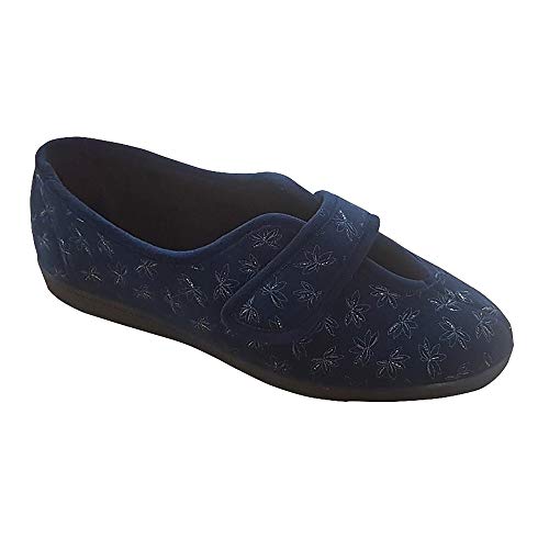 Sleepers Ivy Damen Hausschuhe mit Klettverschluss, Blumenmuster (41 EUR) (Marineblau) von Sleepers