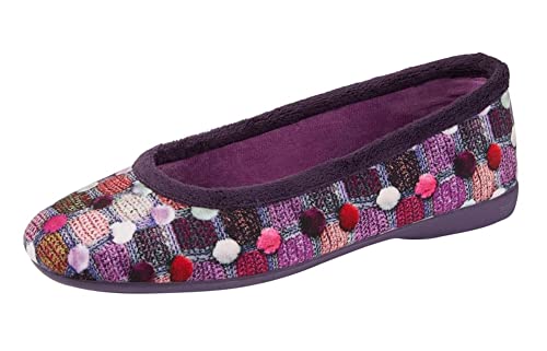 Sleepers Samira Damen Ballerina-Hausschuhe mit Memory-Schaum-Innensohle und Gummisohle, Blau, violett, 37 EU von Sleepers