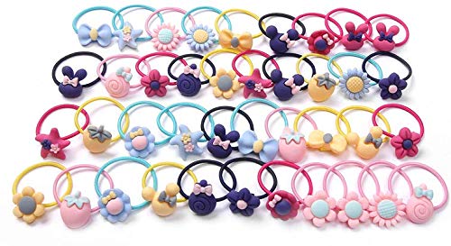 MOSELLE | Haargummi Set,Bunte und Rosa Haarbänder für Kinder, Mädchen Accessoire, Pferdeschwanz, Schleifen, Styling | 40 Stück (Bunte) von MOSELLE
