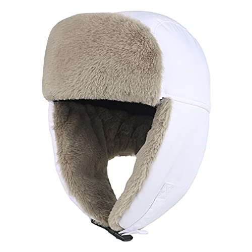 Sleeping forest Wintermütze mit Ohrenklappen Russische Mütze Warm Bärenfellmütze Kinder Ushanka für Jungen Pelzmütze Pilotenmütze Russen Mütze Wasserdicht Fliegermütze Outdoor-Aktivitäten Weiß von Sleeping forest