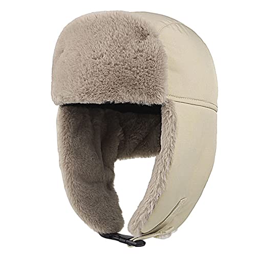 Sleeping forest Wintermütze mit Ohrenklappen Russische Mütze Warm Ushanka für Jungen Pelzmütze Pilotenmütze Bärenfellmütze Kinder Russen Mütze Wasserdicht Fliegermütze Outdoor-AktivitätenKhaki von Sleeping forest