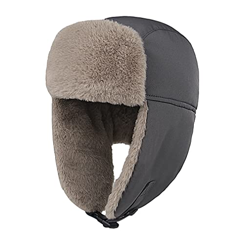 Sleeping forest Wintermütze mit Ohrenklappen Russische Mütze Warm Ushanka für Jungen Pelzmütze Pilotenmütze Bärenfellmütze Kinder Russen Mütze Wasserdicht Fliegermütze Outdoor-Aktivitäten Grau von Sleeping forest