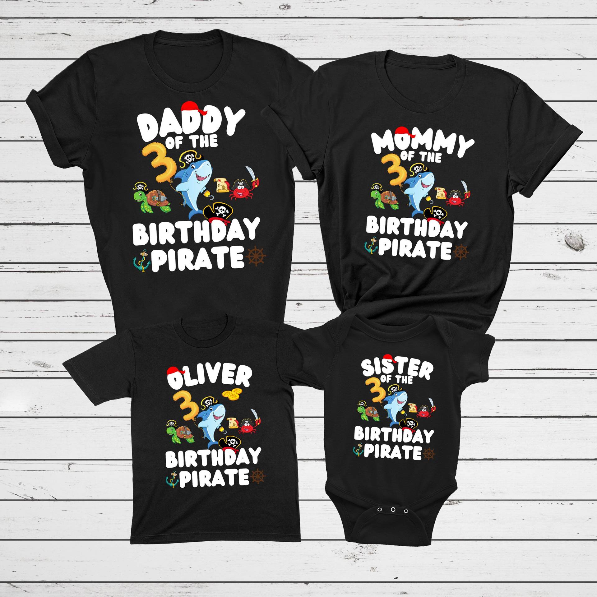 Pirat Geburtstagsshirts, Geschenk, Personalisiertes Namensshirt, Familienshirt, Geburtstagskind, Geburtstagskind von SleepingCutiesShop