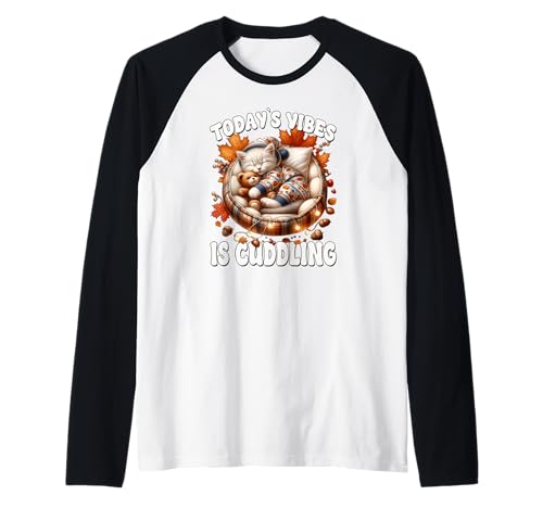Cuddle Cat Graphic for Women Funny Fall Saying for Autumn Raglan Cuddle Cat Graphic for Women Funny Fall Saying for Autumn Raglan von Sleepy Cat For Fall Kitten Gifts For Cat Lovers