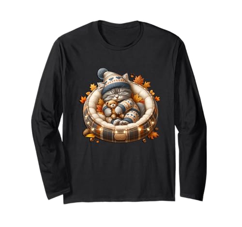 Cute Kitten Fall Accessories for Women and Girls Autumn Cat Langarmshirt von Sleepy Cat For Fall Kitten Gifts For Cat Lovers