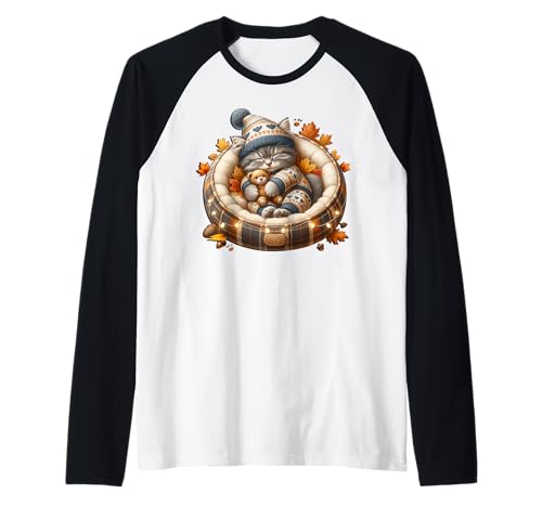 Cute Kitten Fall Accessories for Women and Girls Autumn Cat Raglan Cute Kitten Fall Accessories for Women and Girls Autumn Cat Raglan von Sleepy Cat For Fall Kitten Gifts For Cat Lovers