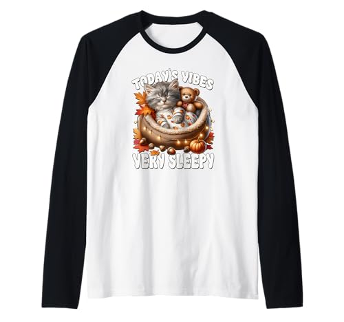 Sleepy Cat for Women Men & Kids Fall Vibes for Kitten Lover Raglan Sleepy Cat for Women Men & Kids Fall Vibes for Kitten Lover Raglan von Sleepy Cat For Fall Kitten Gifts For Cat Lovers
