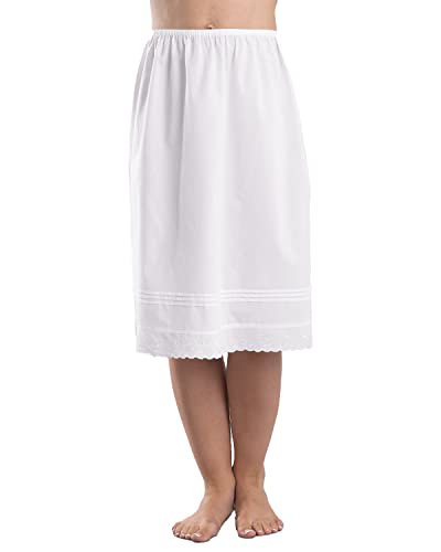 Slenderella 61 cm Baumwolle bestickter halber Taille Slip Unterrock Petticoat Rock, weiß, 42 von Slenderella