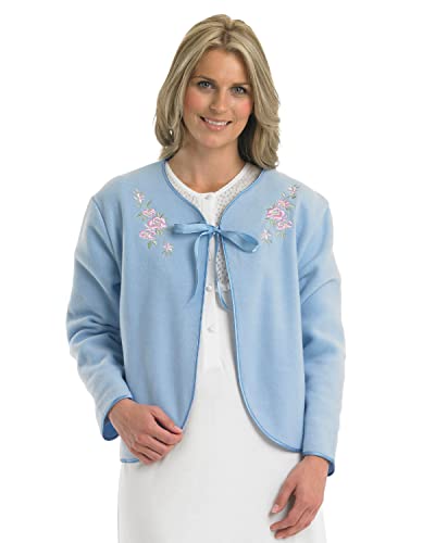 Slenderella Bettjacke mit Polarfleeceband, bestickt, 61 cm, blau, 36 von Slenderella