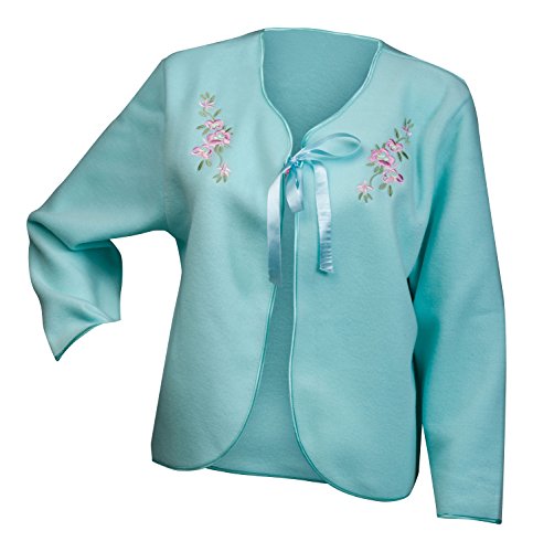 Slenderella Bettjacke mit Polarfleeceband, bestickt, 61 cm, mint, 36 von Slenderella