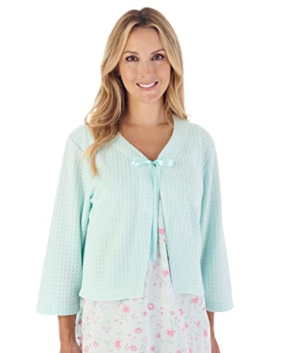 Slenderella Damen-Bettjacke mit Waffelstrickband, 3/4-Ärmel, Hausmantel, mint, 42 von Slenderella