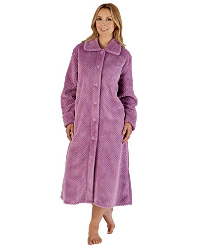 Slenderella Ladies Waffle Button Dressing Gown HC4327 Heather Large von Slenderella