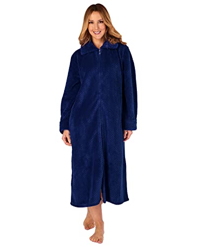 Slenderella Ladies Waffle Zip Dressing Gown HC4326 Navy 2XL von Slenderella
