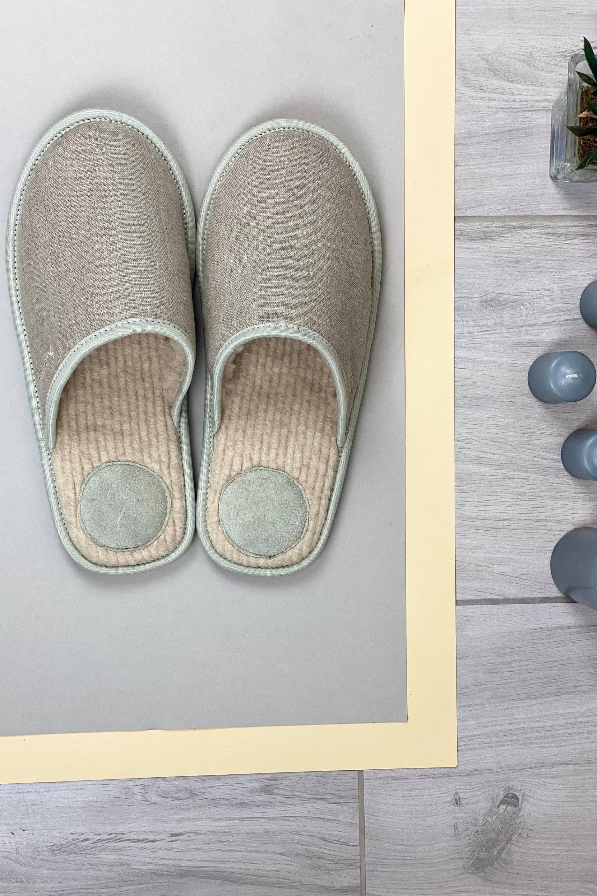 Leinen Damenhausschuhe Merino Wolle Home Gemütlichkeit Leinen Damenhausschuhe Merino Wolle Home Gemütlichkeit von Slepetija