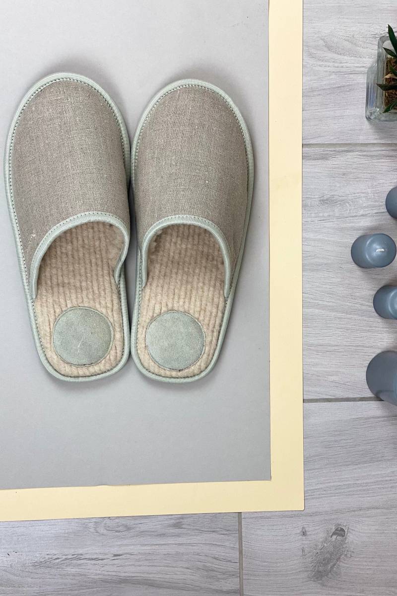 Leinen Damenhausschuhe Merino Wolle Home Gemütlichkeit Leinen Damenhausschuhe Merino Wolle Home Gemütlichkeit von Slepetija