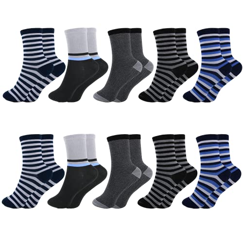 Sleques Jungen Socken 10er Pack Hochwertige Baumwolle Kinder Strümpfe Kids Socks Einzigartige Muster Größe 23-38 (27-30, S-100 Streifen) von Sleques