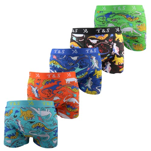 Sleques Boxershorts 5er Pack Hochwertige Kinder Unterhosen Optimaler Baumwolle Shorts für Jungen Farbenvielfalt Größe 116-164 B-100 (Dino Ps-3015, 98-104) von Sleques