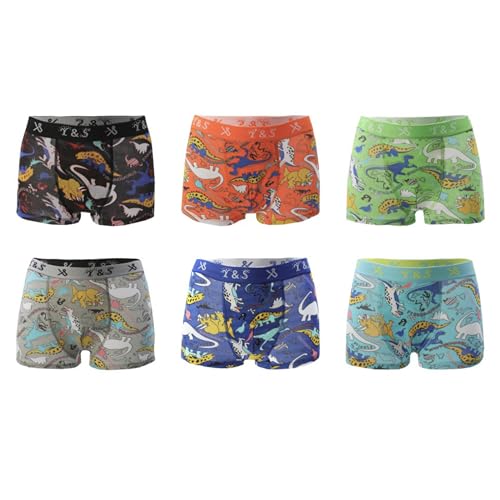 Sleques Premium Boxershorts 6er Pack - Hochwertige Kinder Unterhosen - Optimaler Baumwolle Shorts für Jungen - Farbenvielfalt - Größe 92-164 A.F52 (Dino Ps-3015, 110-116) von Sleques