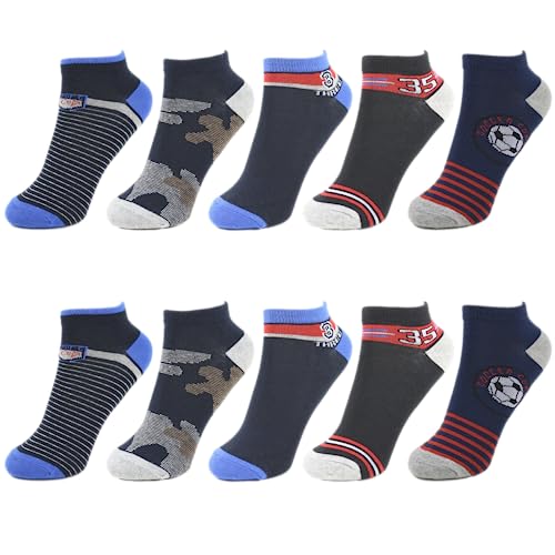 Sleques Premium Jungen Socken 10er Pack Hochwertige Baumwolle Kinder Strümpfe Kids Socks Einzigartige Muster Größe 23-38 (35-38, Jungen Sneaker S-103) von Sleques