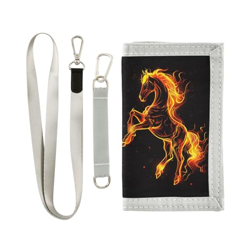 Sletend Kinder-Geldbörse für Jungen und Mädchen, dreifach gefaltet, Segeltuch, Geldbörse mit Reißverschluss, Münzfach und Kartenfächern, Pferd Abstrakt, Modern von Sletend