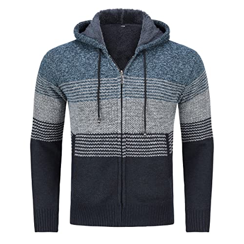 Herren Pullover Reißverschluss Strickjacke mit Kapuze Pullover Herbst und Winter warme Jack Baumwolle von Sliktaa