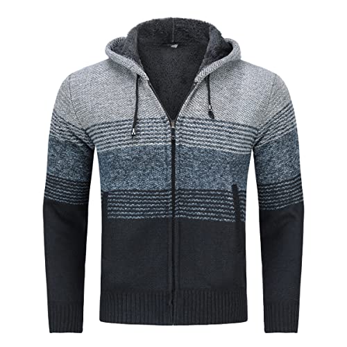 Herren Pullover Reißverschluss Strickjacke mit Kapuze Pullover Herbst und Winter warme Jack Baumwolle von Sliktaa