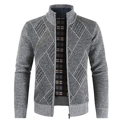 Herren Strickjacke, Grobstrick Jacke, Durchgehender Reißverschluss, Stehkragen, klassisch, Lange Ärmel von Sliktaa