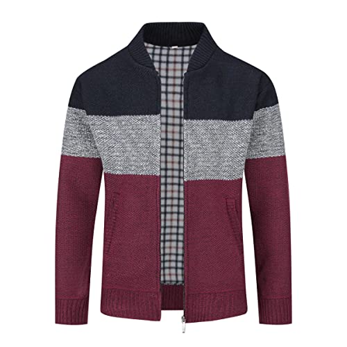 Herren Strickjacke Pullover Grobstrickjacke mit durchgehendem Reißverschluss Trichterhals Langarm-Strickpullover #8803 Rot M Herren Strickjacke Pullover Grobstrickjacke mit durchgehendem Reißverschluss Trichterhals Langarm-Strickpullover #8803 Rot M von Sliktaa