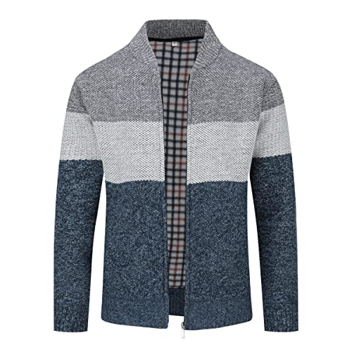 Herren Strickjacke Pullover Grobstrickjacke mit durchgehendem Reißverschluss Trichterhals Langarm-Strickpullover Blau 1 M Herren Strickjacke Pullover Grobstrickjacke mit durchgehendem Reißverschluss Trichterhals Langarm-Strickpullover Blau 1 M von Sliktaa