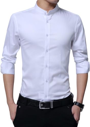 Sliktaa Hemd Herren Stehkragen Slim Fit Langarm Business Hochzeit Formale Shirt Smoking Baumwolle Weiß L Sliktaa Hemd Herren Stehkragen Slim Fit Langarm Business Hochzeit Formale Shirt Smoking Baumwolle Weiß L von Sliktaa