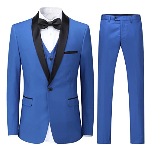 Sliktaa Herren Anzug 3 Teilig Slim Fit Reihe Einfarbig Stoff Business Shawl Kragen Klassisch Tunika(Hell Blau M) von Sliktaa