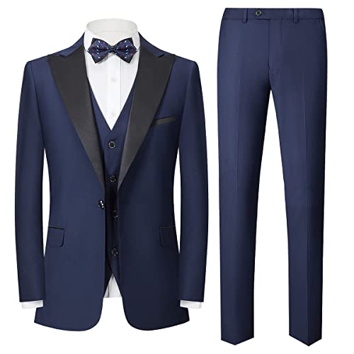 Sliktaa Herren Business Bankett Gentleman EIN-Knopf-Smoking-Anzug Dreiteiliges Kostüm(Blau 2XL) von Sliktaa
