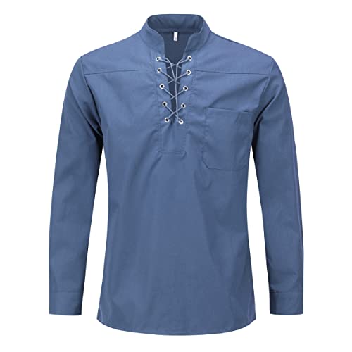 Sliktaa Herren Freizeit Hemden Dünn Bügelleicht Langarm Basic Hemden Multicolor(Blau L) von Sliktaa