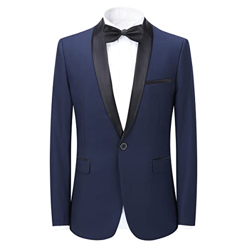 Sliktaa Herren Sakko Slim Fit EIN Knopf Blazer Männer Casual Sportlich Anzugjacke Für Hochzeit Business(Blau L) von Sliktaa