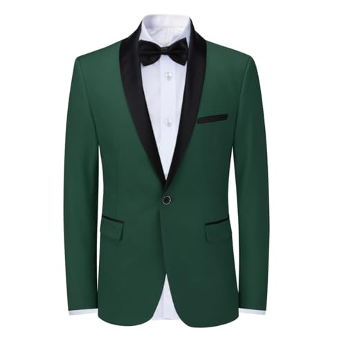 Sliktaa Herren Sakko Slim Fit EIN Knopf Blazer Männer Casual Sportlich Anzugjacke Für Hochzeit Business Grün M von Sliktaa