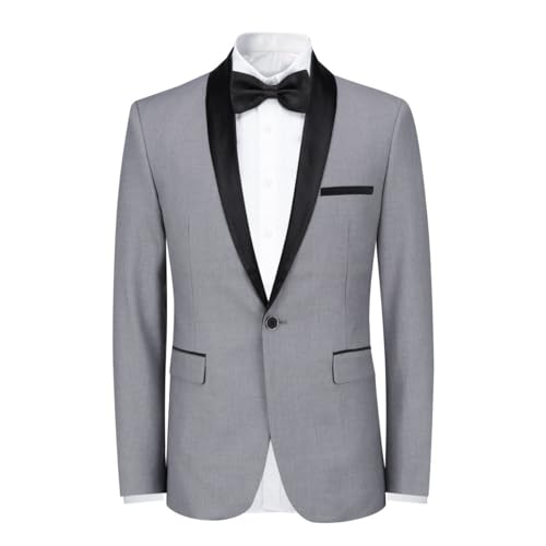 Sliktaa Herren Sakko Slim Fit EIN Knopf Blazer Männer Casual Sportlich Anzugjacke Für Hochzeit Business Hellgrau M von Sliktaa