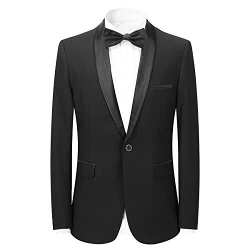 Sliktaa Herren Sakko Slim Fit EIN Knopf Blazer Männer Casual Sportlich Anzugjacke Für Hochzeit Business Schwarz XL von Sliktaa