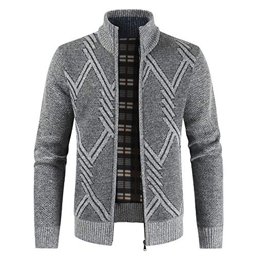 Sliktaa Herren Strickjacke Festival Cardigan Warm Trachtenjacke Mode Schlichter Pullover Langarm Sweatjacke Reißverschluss(Grau 2 XXL) von Sliktaa