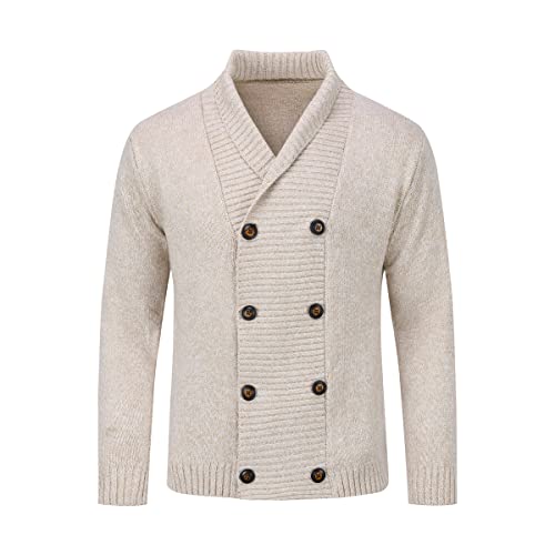 Sliktaa Herren Strickjacke Outdoor Freizeit Winter Frühling Warme Pullover Weiß XXL von Sliktaa