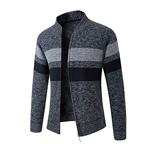 Sliktaa Herren Strickjacke Stehkragen Winterweste Langarmjacke Warm Trachtenjacke Mode Schlichter Pullover Dunkelgrau XL von Sliktaa