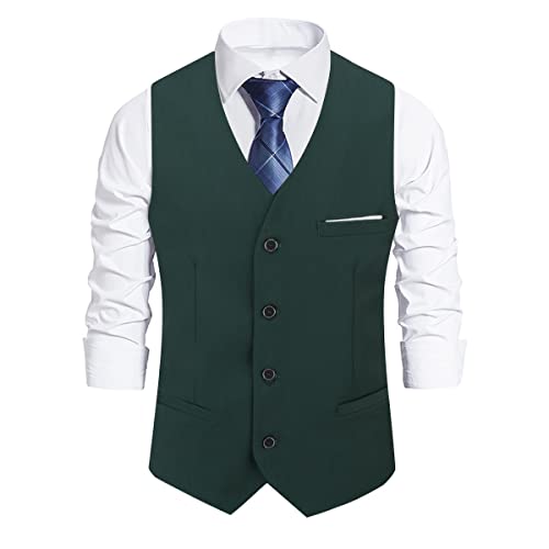 Sliktaa Weste Herren Business Hochzeit slim fit mit 4 Knöpfe Anzugweste Grün XL von Sliktaa