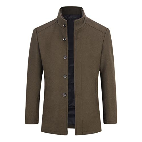 Sliktaa Herren Wollmantel Slim fit Casual Short Jacket Winter Parka Warm Simple Elegant Mantel+Weste Kamel 3XL von Sliktaa