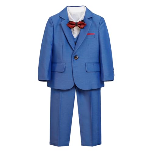 Sliktaa Jungen Anzüge 3 Stück Anzüge einreihig EIN Knopf solide Farbe Anzüge Hochzeit Party Leistung Blazer Weste Hose mit Fliege und Einstecktuch von Sliktaa