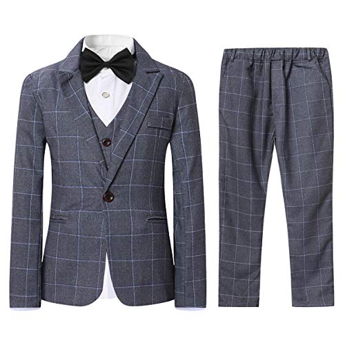 Sliktaa Jungen Anzug 3-Teilig Einreiher Einknopf Hochzeit Party Sakko Blazer Weste Hose von Sliktaa